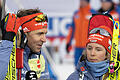 Biathlon - Weltmeisterschaft       -  Sophia Schneider und Philipp Nawrath aus Deutschland nach dem Rennen.