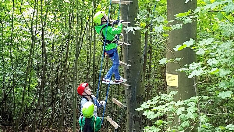 Die Leiter hinauf in den Parcours.