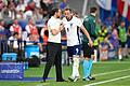 Southgate und Kane       -  Englands Team um Trainer Gareth Southgate und Harry Kane kam nicht über ein 1:1 gegen Dänemark hinaus.