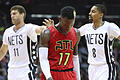 Dennis Schröder       -  Atlantas Star Dennis Schröder war nach der Niederlage gegen die Brooklyn Nets frustriert. Foto: Curtis Compton