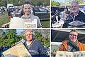 Vier Leute und vier besondere Stücke im Angebot: Ronja Jäger und Verkäufer Joe (oben), Thilo Drescher und Volker Schulze (unten) auf dem Mainwiesen-Flohmarkt in Würzburg Ende April.