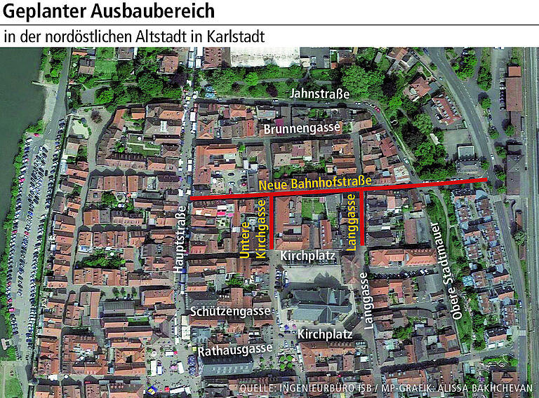 So könnte die Karlstadter Altstadt im Nordwesten nach der Sanierung aussehen So könnte die Karlstadter Altstadt im Nordwesten nach der Sanierung aussehen