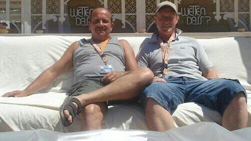 Gerd Jäger (rechts) und Matthias George flogen 2009 zu 'Wetten, dass...?' nach Mallorca (Archivbild).