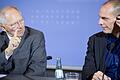 Schäuble  - Varoufakis       -  Gegensätze: Bundesfinanzminister Wolfgang Schäuble und der griechische Finanzminister Gianis Varoufakis