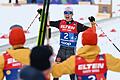 Nordische Ski-WM Trondheim       -  Vinzenz Geiger (M) läuft jubelnd in die Arme seiner Weltmeister-Kollegen.