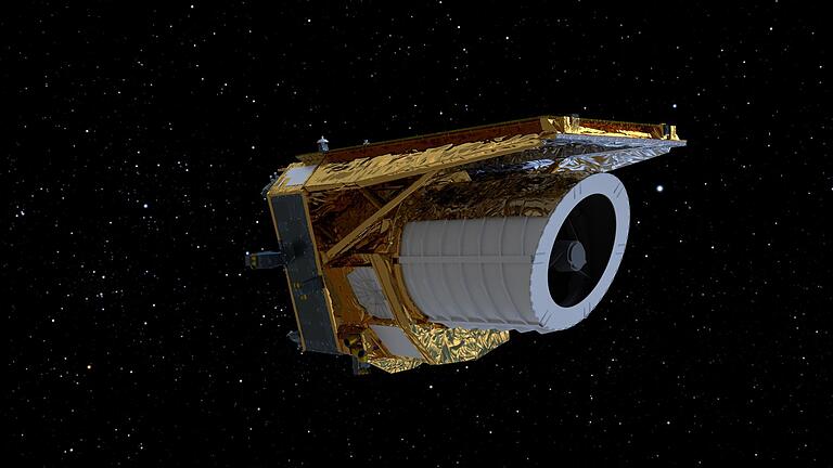 Erster Teil der „Euclid”-Himmelskarte veröffentlicht - Ein am Computer generiertes Bild des Weltraumteleskops „Euclid”. Erster Teil der „Euclid”-Himmelskarte veröffentlicht - Ein am Computer generiertes Bild des Weltraumteleskops „Euclid”.