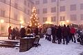 Nikolausbesuch auf dem Fladunger Marktplatz.