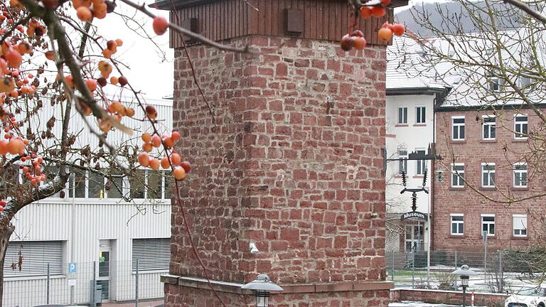 Das Trafohäuschen in der Haaggasse wird heuer 1000 Jahre alt. Dort und in dem kleinen Gärtchen davor stellt Lothar Vormwald einen Teil seiner Isolatorensammlung aus. Der rote Bau im Hintergrund ist das ehemalige Frauenkloster.