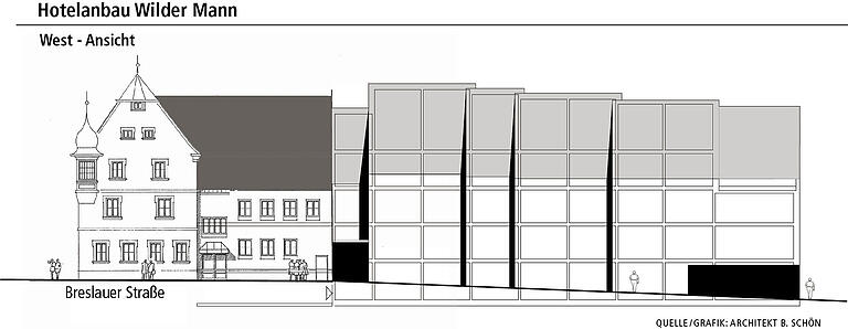 Ende 2018 hatten Investor und der künftige Betreiber die Pläne für den künftigen 'Wilder Mann' samt Hotelanbau präsentiert. Diese haben sich trotz der Verzögerung beim Bau bis auf kleine Details bis heute nicht geändert.