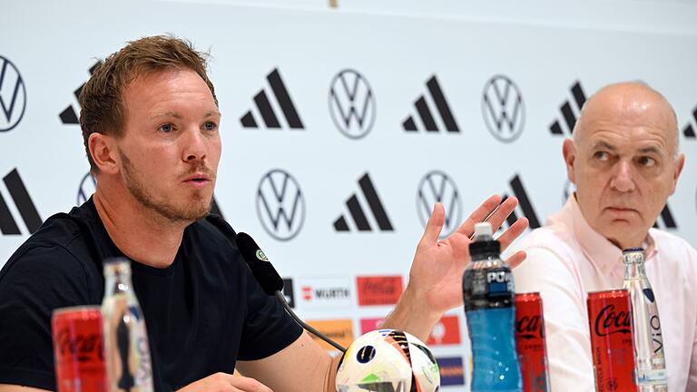 Julian Nagelsmann und Bernd Neuendorf       -  Könnten auch über 2026 hinaus weiter zusammenarbeiten: Bundestrainer Nagelsmann und DFB-Präsident Neuendorf.