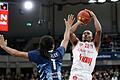 Javon Bess (hier beim Wurf beim Kantersieg in Heidelberg) ist davon überzeugt, dass die Baskets in die Play-offs einziehen können.