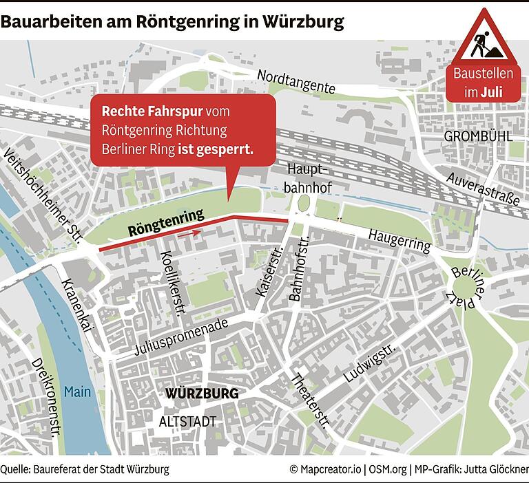 Baustellen, Sperrungen und Umleitungen im Juli 2024: Hier müssen Autofahrer in Würzburg mit Staus rechnen