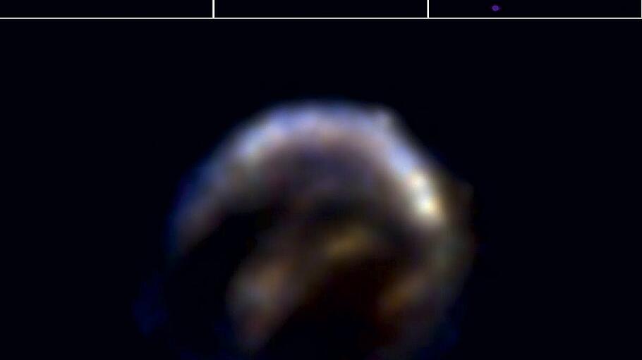 Dieses zusammengesetzte Röntgenportrait zeigt  „Keplers Stern“, die Überreste einer Supernova. Das Bild wurde mit den Kameras von XMM-Newton aufgenommen.