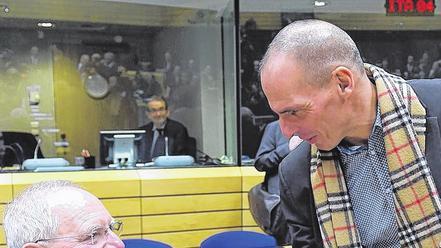 Treffen in Brüssel: Bundesfinanzminister Wolfgang Schäuble (links) und sein griechischer Amtskollege Gianis Varoufakis. Die derzeitige Griechenlandkrise gibt Schäubles Modell vom Europa der zwei Geschwindigkeiten neue Aktualität.