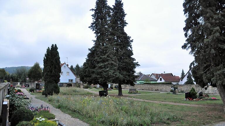 Auf dem Rödelseer Friedhof sollen im oberen Bereich, parallel zur Mauer,15 Erdkammern und ein Hain mit 32 Urnenkammern errichtet werden.