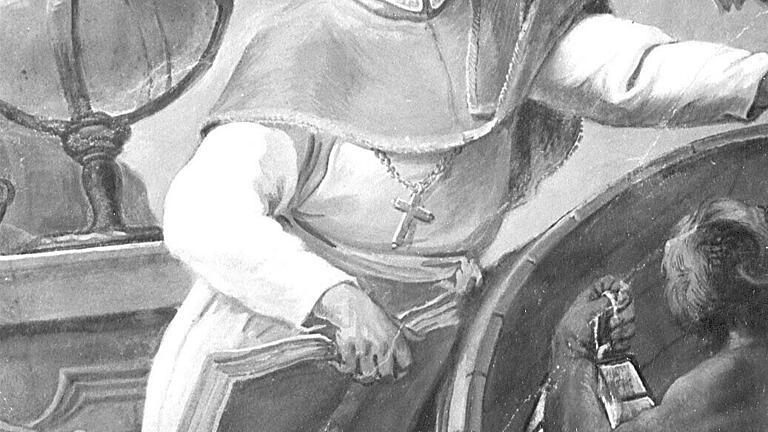 Johannes Zahn im Deckenfresko des Bibliothekssaals im ehemaligen Prämonstratenserkloster Schussenried. Johannes Zahn im Deckenfresko des Bibliothekssaals im ehemaligen Prämonstratenserkloster Schussenried.