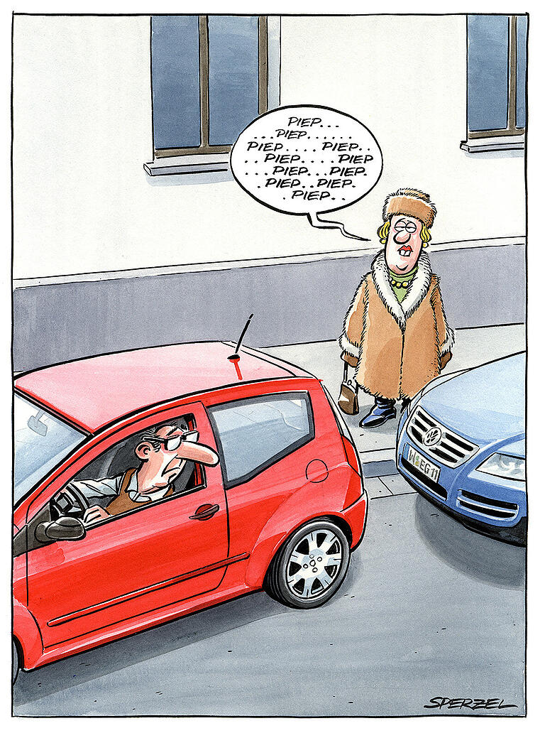120 Sperzel-Cartoons wie dieser sind im Kulturforum zu sehen.