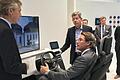 Bundesverkehrsminister Andreas ScheuerIm nahm Platz im Joyson-Demonstrator für autonomes Fahren – mit innovativen Bediensystemen von Preh. Dahinter: der noch amtierende VDA Präsident Bernhard Mattes.