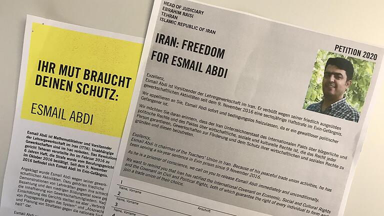 Die Schweinfurter Gruppe von Amnesty International sammelt Unterschriften für eine Petition an den Hohen Rat für Menschenrechte in Teheran, in der die Freilassung des Lehrers Esmail Abdi gefordert wird.