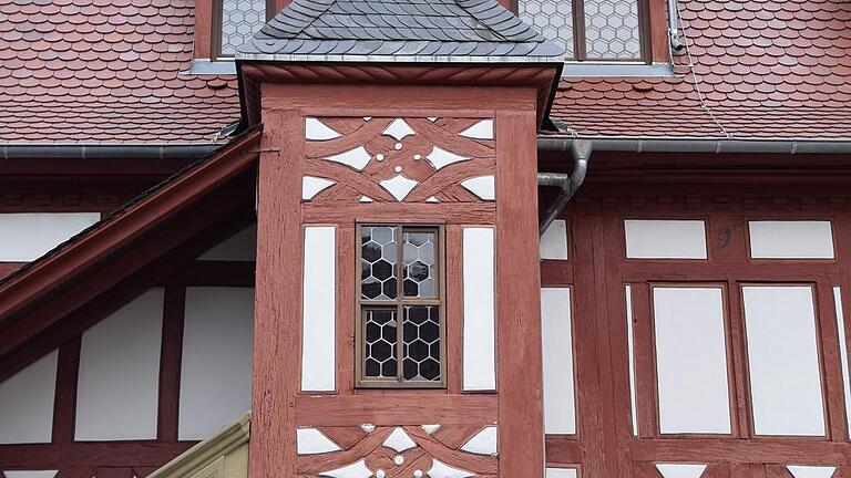 Die Gefache am Grettstädter Rathausturm.