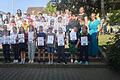 Erfolgreiche Wettkämpfer- und Wettkämpferinnen der Grundschule Volkach mit Konrektorin Nadine Preissler (v.r.)Frau Hirn (o.r.)und Sportbeauftragte Christiane Knötgen-Runtsch (o.l.)
