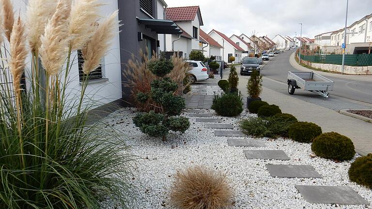 Seit August müssen Vorgärten in Schweinfurt flächig begrünt werden. Ältere Anlagen wie an der Herbert-Müller-Straße im Neubaugebiet Eselshöhe-West II haben Bestandsschutz.&nbsp;