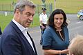 Ministerpräsident Markus Söder (im Bild mit Staatssekretärin Dorothee Bär) auf Wahlkampftour: Von Nürnberg über Eltingshausen nach Schweinfurt.&nbsp;