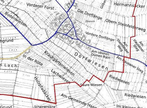 Ausschnitt aus der neuen Flurkarte des HGV (Vorderseite), erstellt von Manuel Reimer.