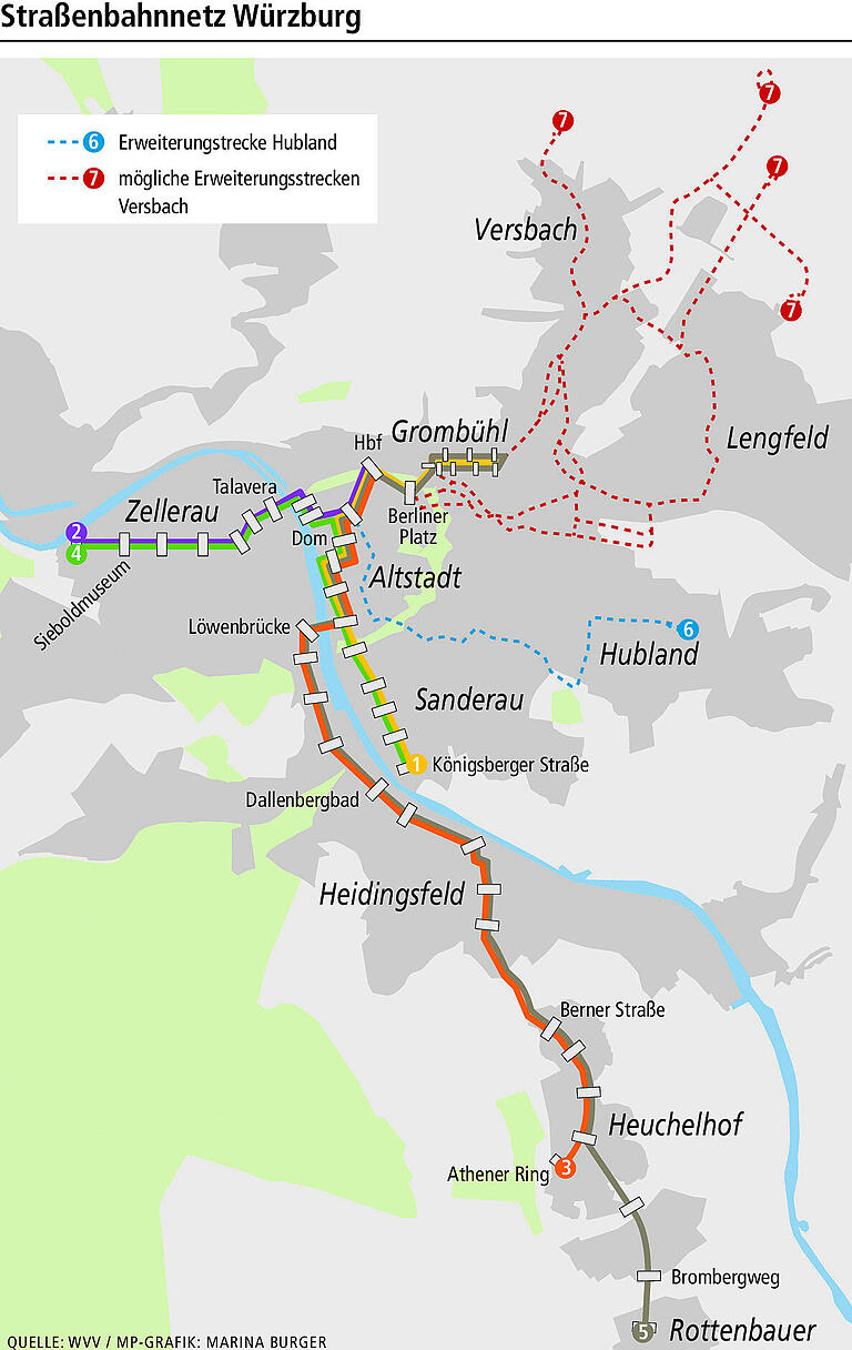 Die Straßenbahn-Linie 1 nach Würzburg-Versbach:&nbsp;Eine unendliche Geschichte