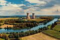 Diesen Anblick gibt es nur noch bis zum Abend des 16. August 2024: Dann werden die beiden Kühltürme des ehemaligen Atomkraftwerks Grafenrheinfeld gesprengt.