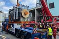 Eine Investition von 50 Millionen Euro: Die neue Gasturbine wird im Kraftwerk der Papierfabrik Palm in Eltmann montiert.