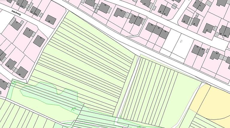 Flurkarte Sendelbach: Mit Wirkung vom 8. Juli wurden diese schmalen Grundstücksstreifen zu bebaubaren Flächen umgelegt. Flurkarte Sendelbach: Mit Wirkung vom 8. Juli wurden diese schmalen Grundstücksstreifen zu bebaubaren Flächen umgelegt.