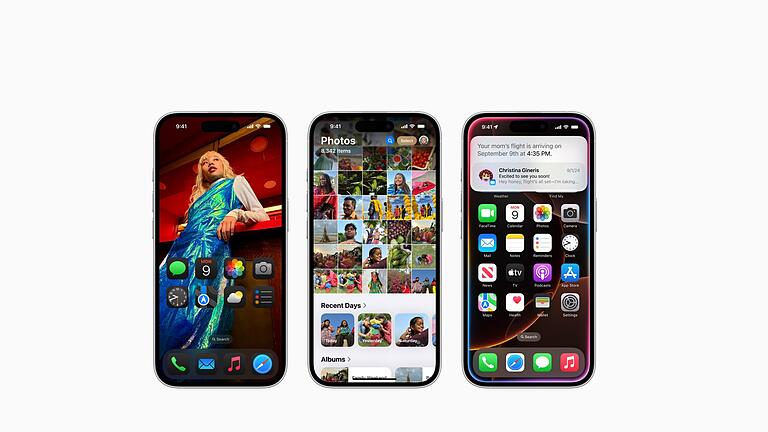 Apple iOS 18       -  Die iOS-Version 18 bietet neue Features, mit der viele Anpassungsoptionen vom Homescreen bis hin zum Kontrollzentrum eingeführt werden.