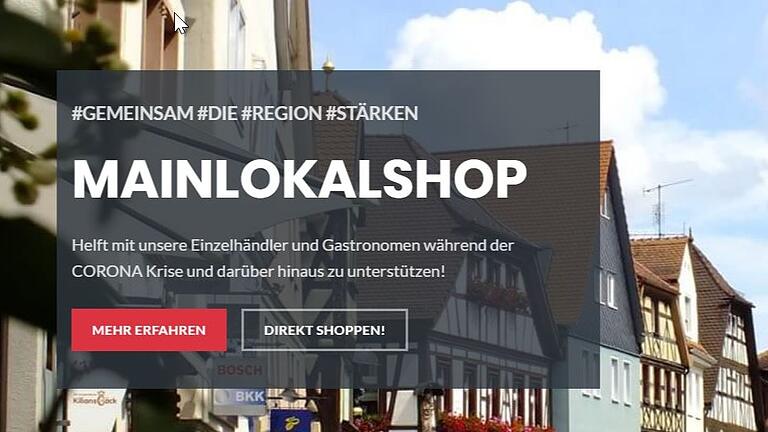 Screenshot der Startseite der Plattform Mainlokalshop: Nach Aussage einiger Händler erhalten sie kaum noch Bestellungen über das Portal, seit ihre Geschäfte wieder öffnen dürfen.