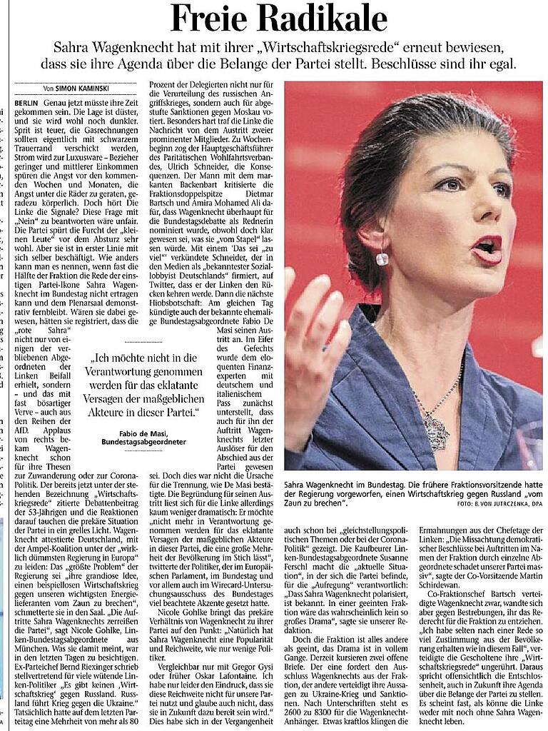 Main-Post-Artikel vom 16.9.2022: Ihm fehlt es durch Überschrift und Unterzeile an journalistischer Transparenz.