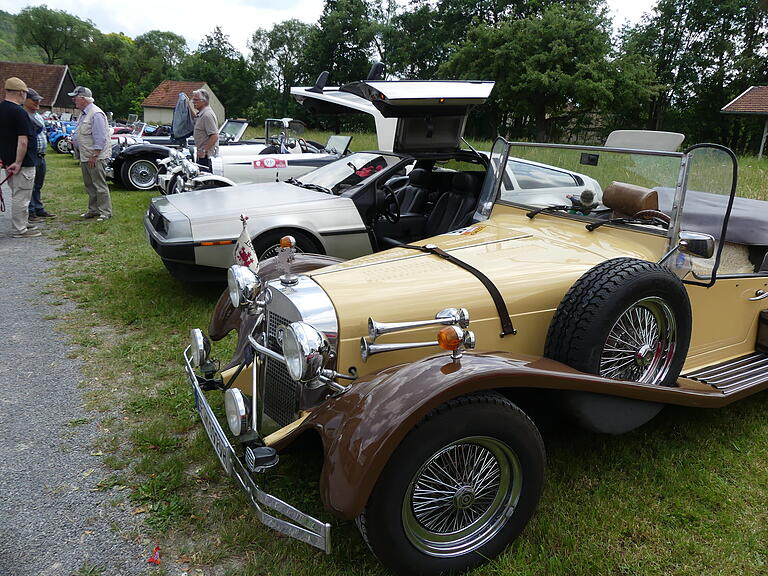 Beliebte Fotoobjekte: Die 44 Oldtimer des Oldtimer Replica Club, die im Freilandmuseum Fladungen am Samstag zu Gast waren.