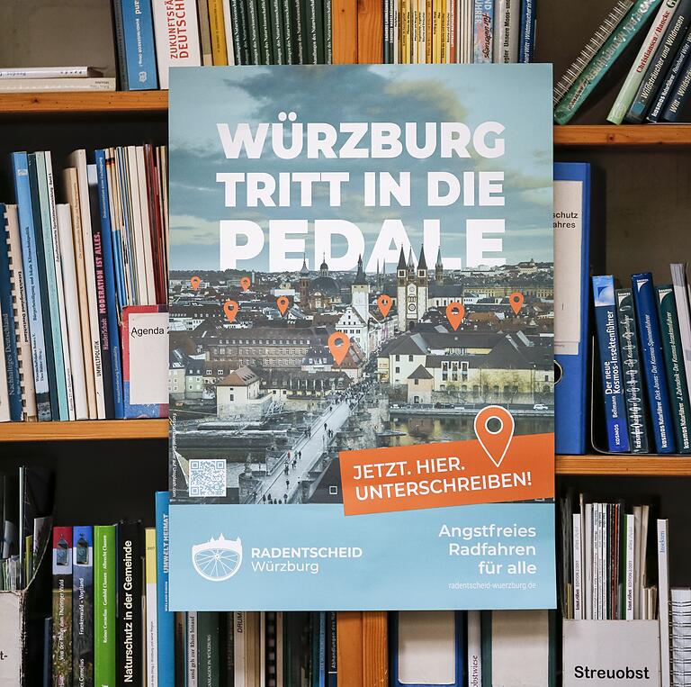 Das Motto des Radentscheids: 'Würzburg tritt in die Pedale'.&nbsp;&nbsp;