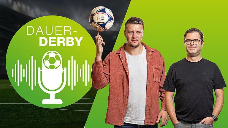 Dauer-Derby - Der Regionalliga-Podcast der Main-Post. Verschiedene Motive mit dem Experten-Team Michi Bauer, Frank Kranewitter und Daniel Rathgeber und Podcast-Host Tim Eisenberger