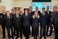 Im Bild (von links): Rainer Wischer (Kreisbrandmeister), Julia Sandow (2. Jugendwartin), Marcel Sommer (1. Kommandant), Pascal Veth (Beisitzer), Lothar Nöth (ehem. 2. Kommandant, neuer Beisitzer), Maria Krebs (Frauenbeauftragte), Manuel Wolf (2. Vorstandsvorsitzender), Elena Schmitt (1. Vorstandsvorsitzende), Johannes Meißner (Schriftführer), Felix Hertlein (Gerätewart), Simon Körner (Beisitzer), Tobias Hofmann (neuer 2. Kommandant), Thomas Ziegler (Kassierer)