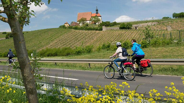 Radeln durch reizvolle Landschaften: Im Landkreis Kitzingen bieten sich viele schöne Radtouren wie hier in Volkach.