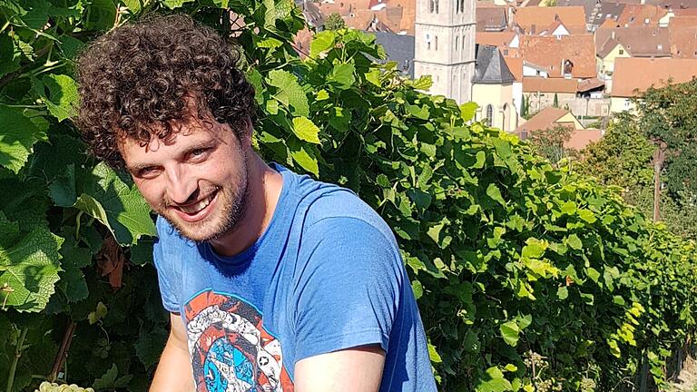 Winzer Lothar Schmitt beim Beginn der Weinlese in Randersacker Winzer Lothar Schmitt beim Beginn der Weinlese in Randersacker