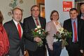 Sie vertreten die SPD bei den Landtags- und Bezirkstagswahlen im kommenden Jahr. René van Eckert (3.von rechts) als Direktkandidat für den Landtag, Bernhard Ruß (3. von links) als Direktkandidat für den Bezirkstag. Landtagslistenkandidatin ist Johanna Bamberg-Reinwand (Bildmitte) und Bezirkstagslistenkandidat Thorsten Raschert (2. von links). Mit auf dem Bild die MdL Kathi Petersen (ganz links), MdB Sabine Dittmar (ganz rechts) sowie der Versammlungsleiter und Eberner Bürgermeister Jürgen Hennemann (2. von rechts).