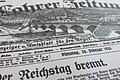 Die Lohrer Zeitung vom 28. Februar 1933 mit der Schlagzeile 'Der Reichstag brennt'.