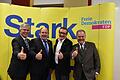 Starke Worte beim grenzüberschreitenden politischen Aschermittwoch der FDP Würzburg Stadt und Land und Main-Tauber (von links): MdB Professor Dr. Andrew Ullmann, Wolfgang Kuhl, Kreisvorsitzender Würzburg-Land, stellvertretender Kreisvorsitzender Wolfram Fischer, Landesminister a.D. Dr. Wolfgang Heubisch.