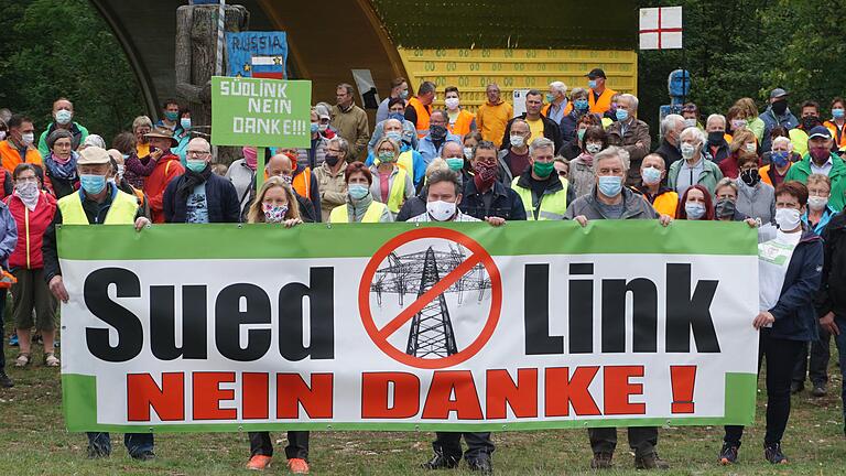 Die Aktivisten des Vereins 'Thüringer gegen SuedLink' sagten anlässlich des Aktionstag: 'Südlink nein Danke'. Die Aktivisten des Vereins 'Thüringer gegen SuedLink' sagten anlässlich des Aktionstag: 'Südlink nein Danke'.