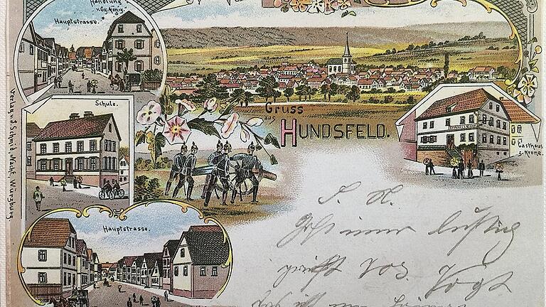 Postkarte aus dem alten Hundsfeld (heute Truppenübungsplatz Hammelburg) vor seiner Absiedlung 1937/38. Postkarte aus dem alten Hundsfeld (heute Truppenübungsplatz Hammelburg) vor seiner Absiedlung 1937/38.