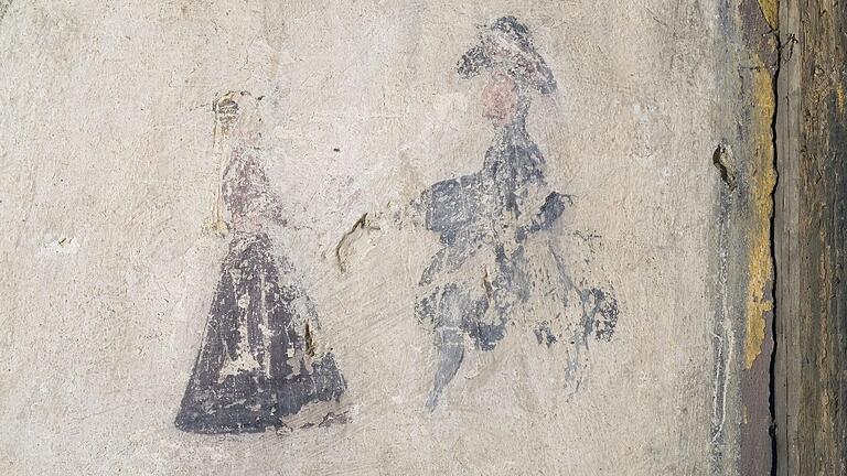 Ein tanzendes Paar zeigt dieses Wandgemälde von 1531. Ein tanzendes Paar zeigt dieses Wandgemälde von 1531.