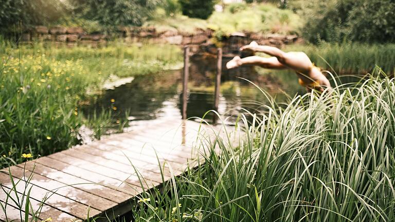 Kein gechlorter Pool: Die Gäste des Bio-Hotels Sturm in Mellrichstadt können sich in einem chemiefreien Badeteich abkühlen.