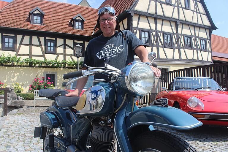 Konrad Hauck auf seiner NSU Super Lux. Konrad Hauck auf seiner NSU Super Lux.