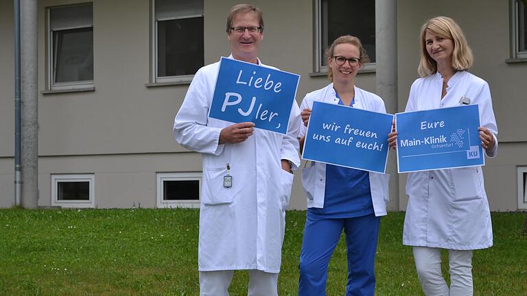 An der Main-Klinik freut man sich über die Auszeichnung „Akademisches Lehrkrankenhaus“ und auf die ersten Jungmediziner im Praktischen Jahr, die ab November 2020 nach Ochsenfurt kommen werden. Im Bild von links der Ärztliche Direktor und Chefarzt der Inneren Medizin, Joachim Stenzel, Assistenzärztin Raphaela Schmitten und Oberärztin Lotte Possler.